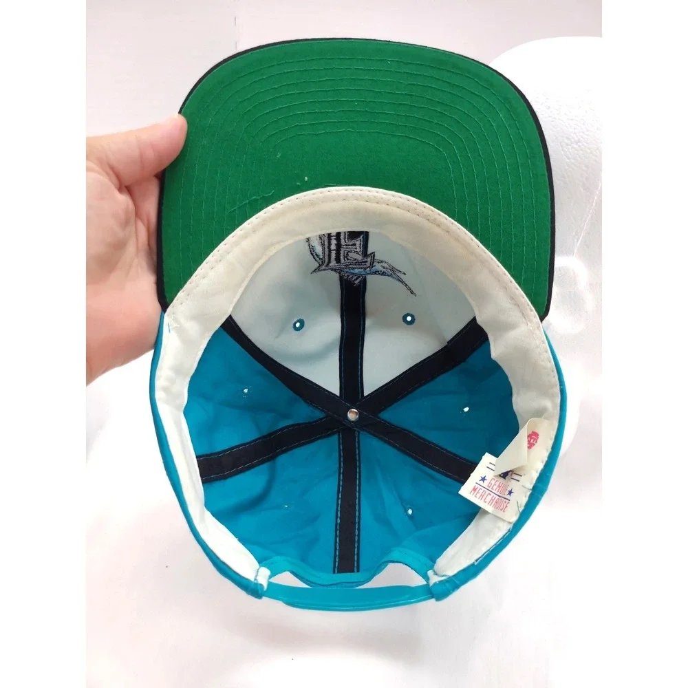Vtg New Era 90's Florida Marlins Embroidered Snapback Hat MLB One Size